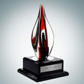 Art Glass Red Contemporary Award with Black Wood Base